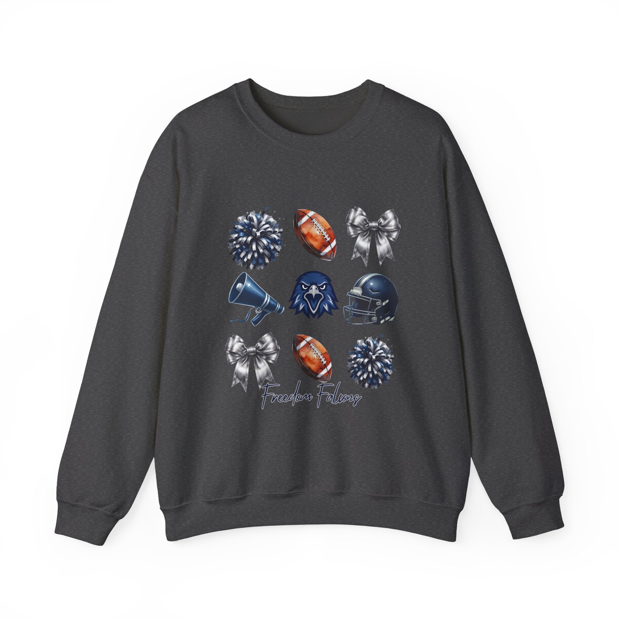 Freedom Falcons Football Crewneck Sweatshirt | Football Icons, Megaphone & Bows