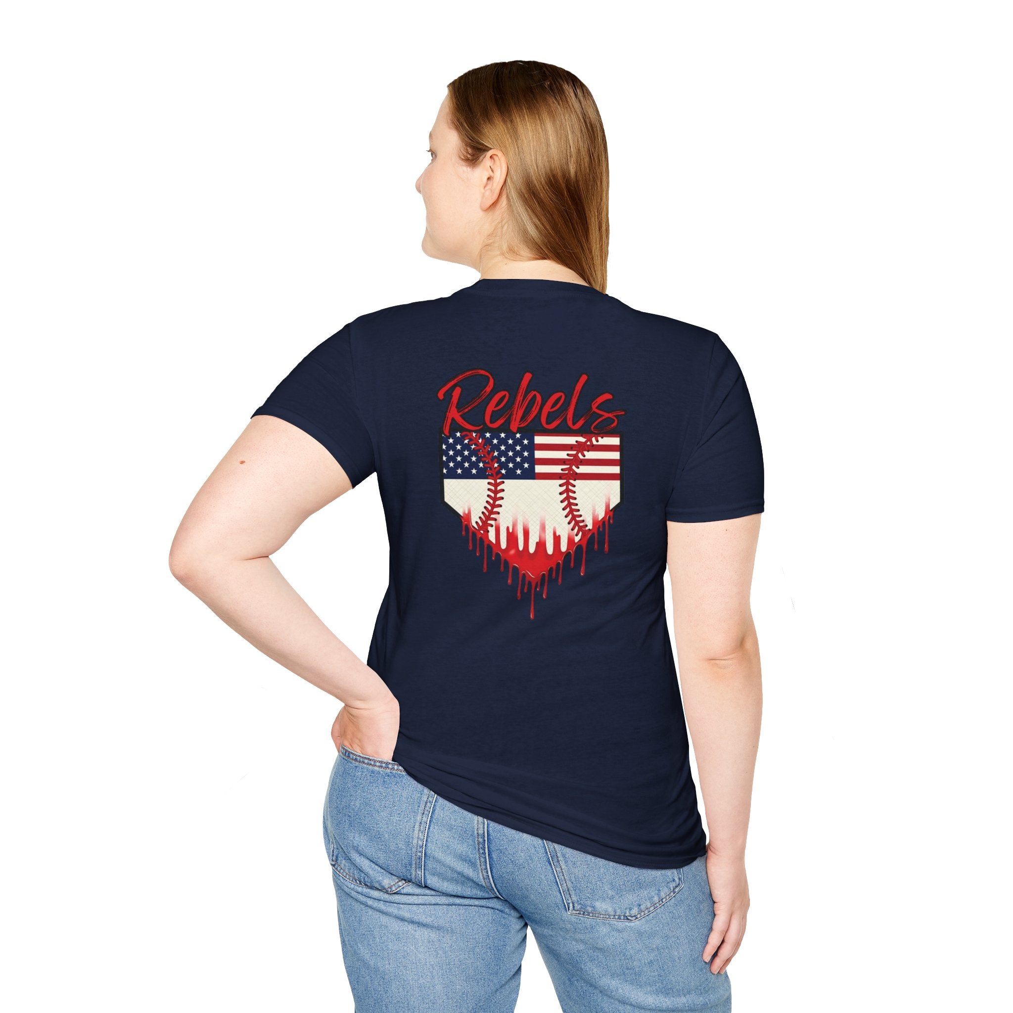 Rebels American Flag Baseball T-Shirt |American Flag Home Plate Drip Design
