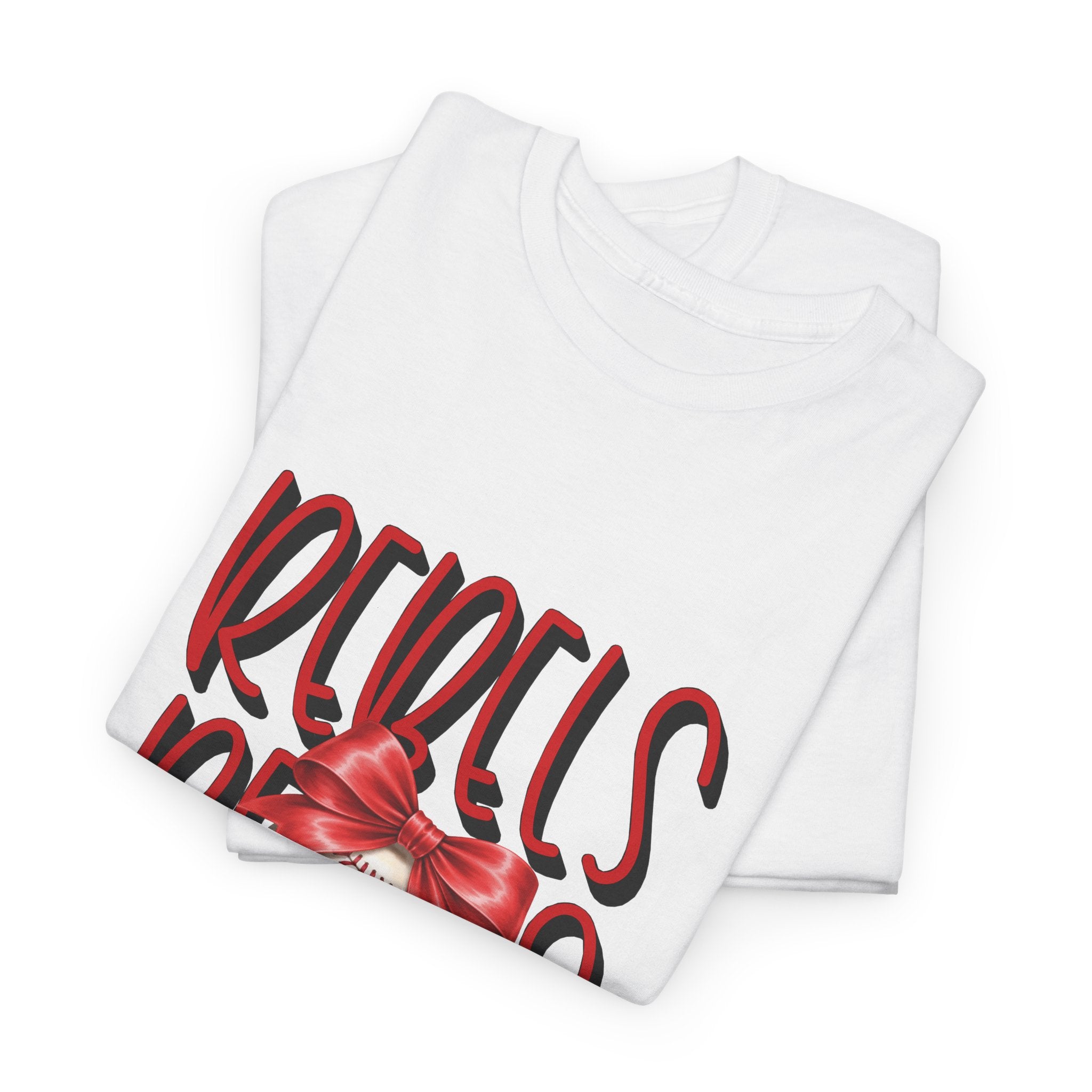 Rebels Baseball Graphic Tee | Script Lettering, Baseball with Bow