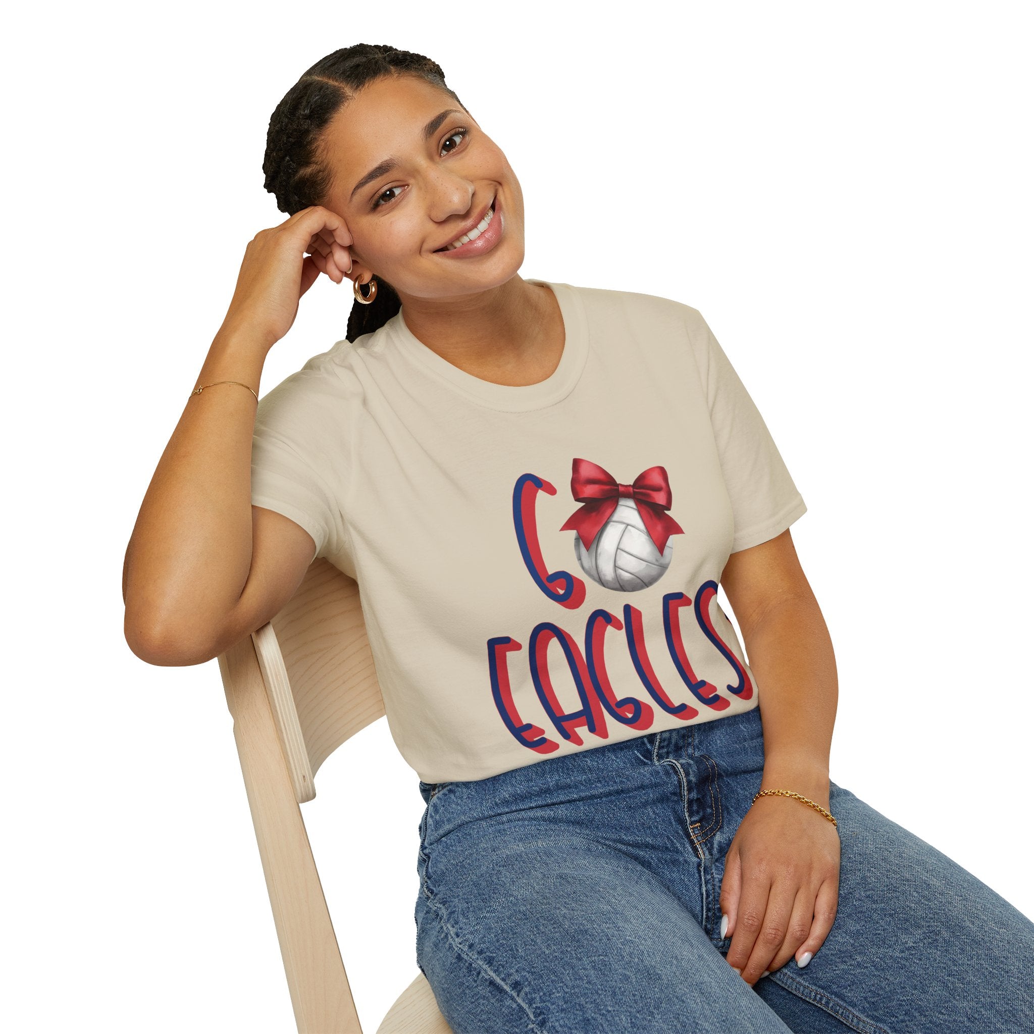 Go Eagles Volleyball with Red Bow T-Shirt | Go Eagles