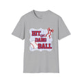 Preppy Hit the Dang Ball T-Shirt | Girly Baseball Graphic, Red White Blue Stripes