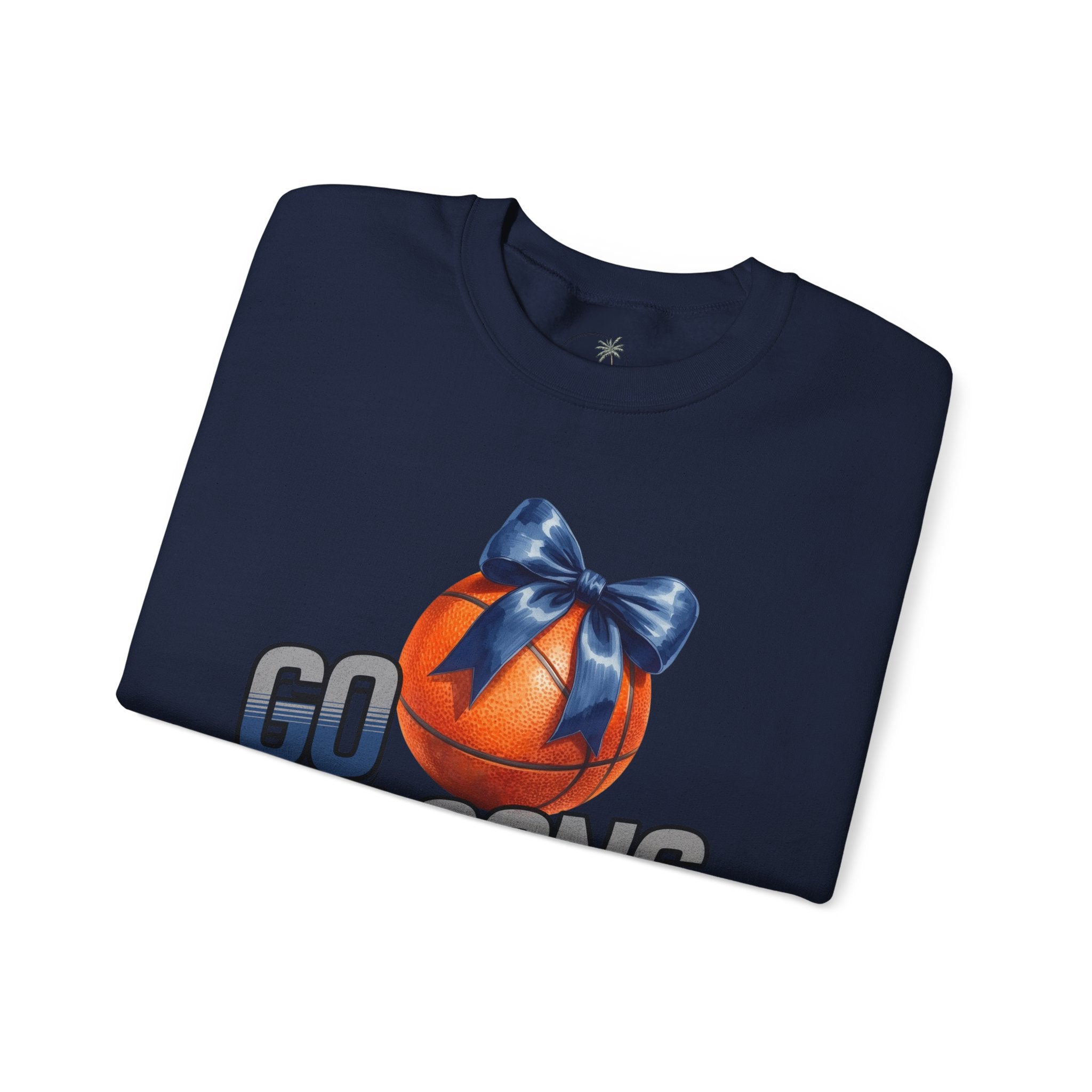Go Falcons Basketball with Blue Bow Sweatshirt | Team Spirit Crewneck