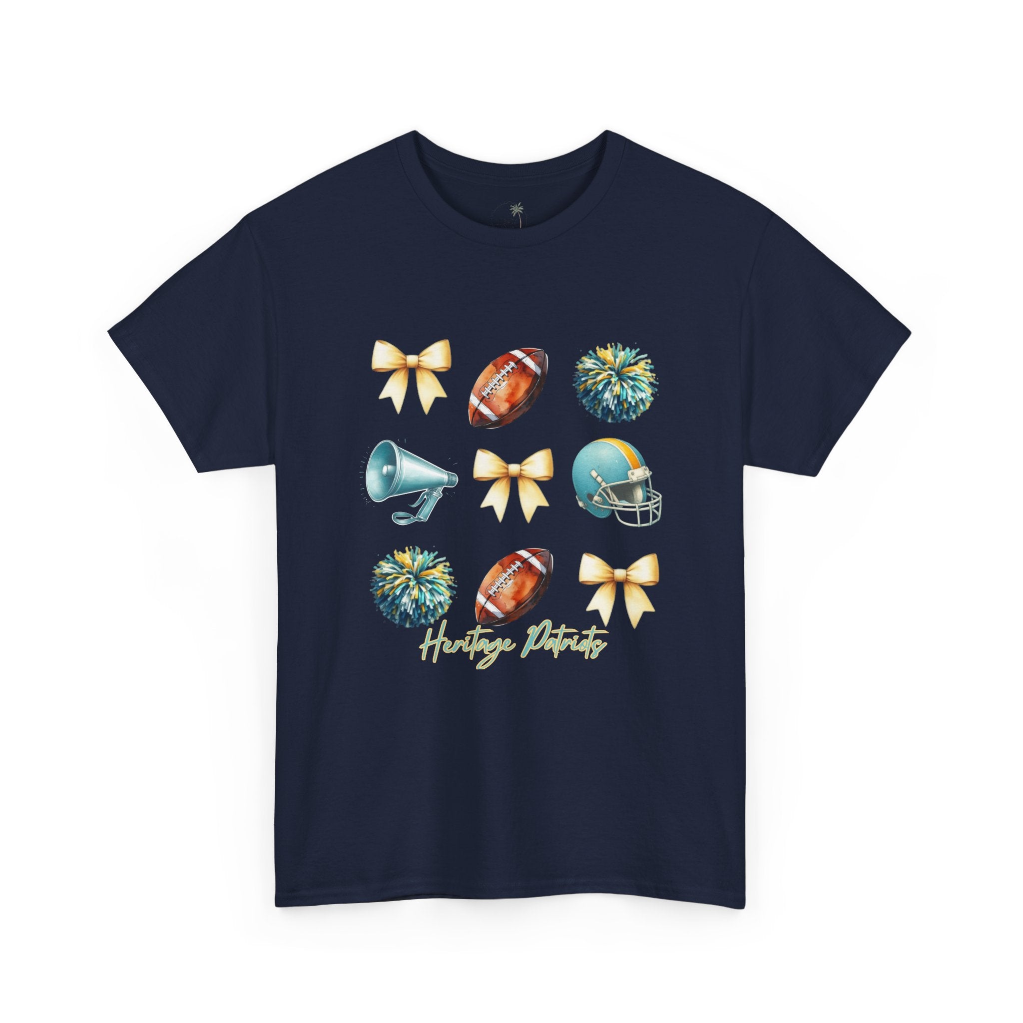 Heritage Patriots Football Icons Tee | Helmet, Ball, Pom Pom, Megaphone