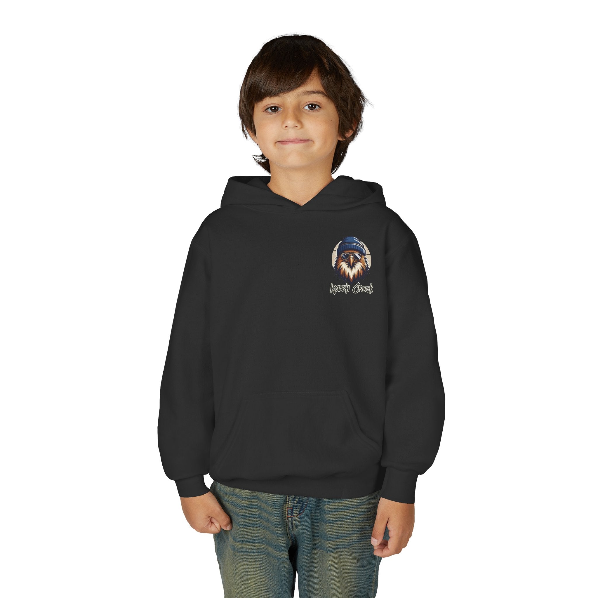 Hawks Nest Eagle Beanie Illustration Hoodie | Youth Hooded Sweatshirt