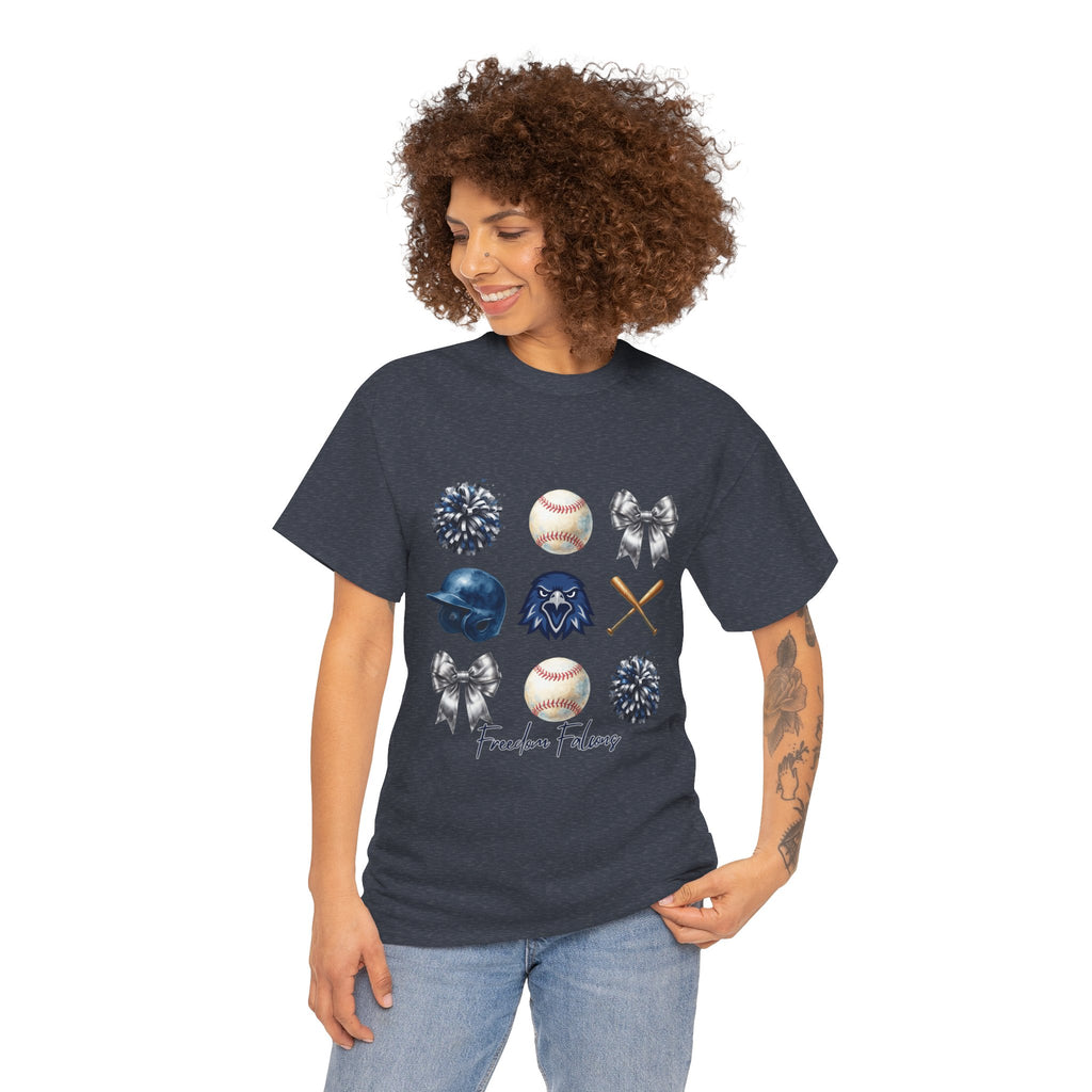 Freedom Falcon Baseball Icons Tee | Helmet, Bat, Ball,