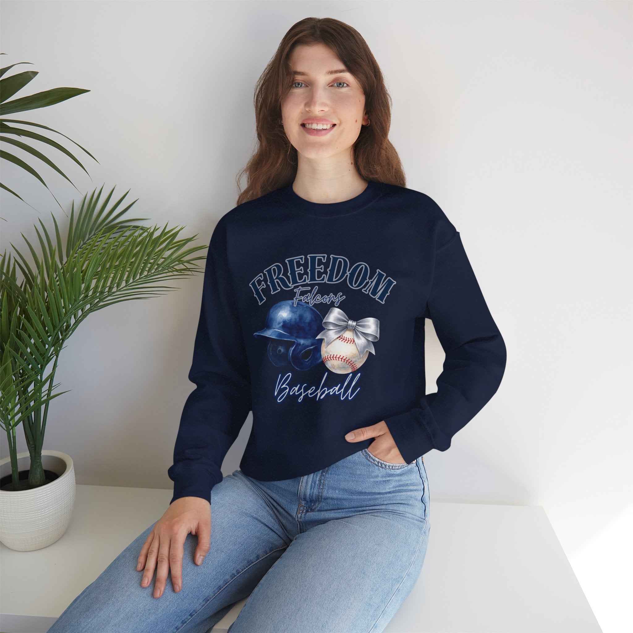 Freedom Baseball Crewneck Sweatshirt | Helmet and Baseball Graphic