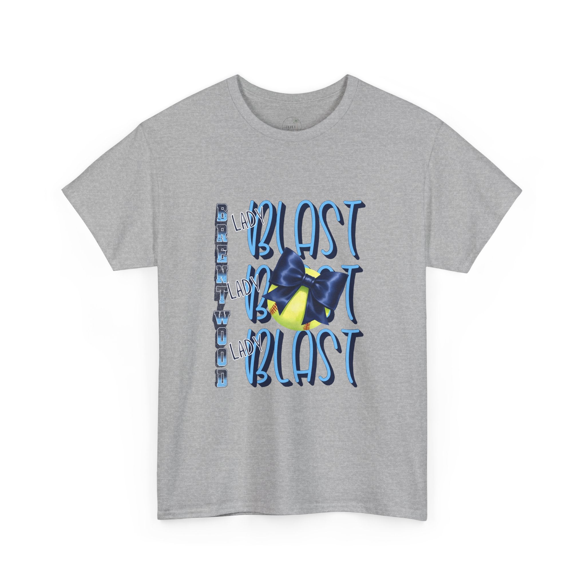 Brentwood Blast Softball Graphic Tee | Retro Camera Illustration, Blue Yellow Typography