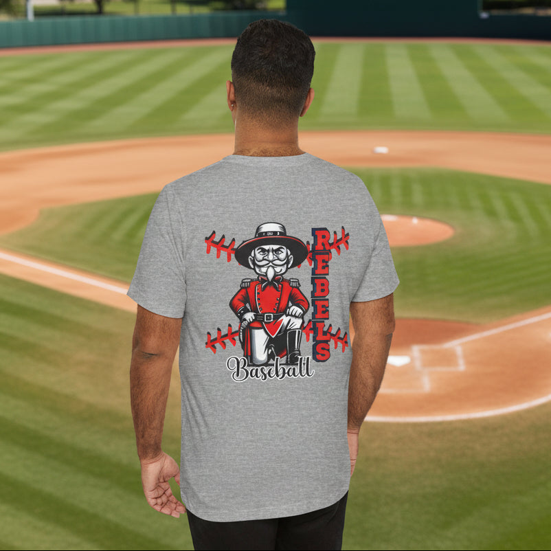 Rebel Baseball Tee, Unisex Short Sleeve Shirt, Graphic T-Shirt, Sporty Apparel, Casual Wear, Gift for Fans