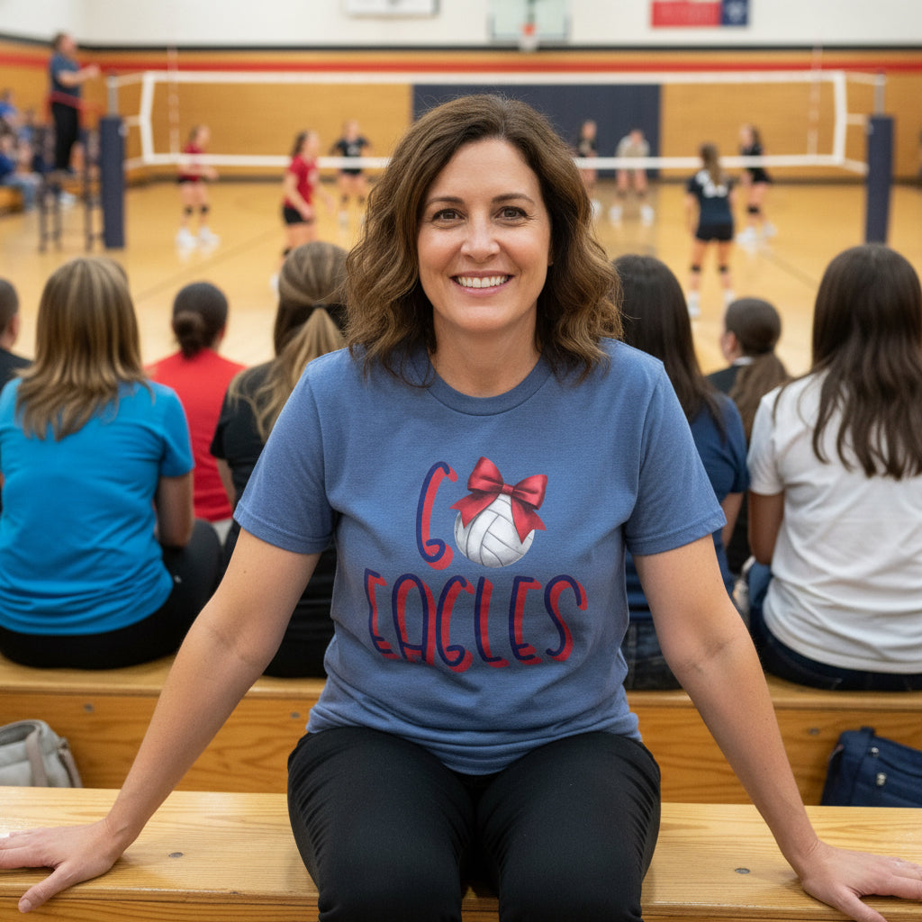 Go Eagles Volleyball with Red Bow T-Shirt | Go Eagles