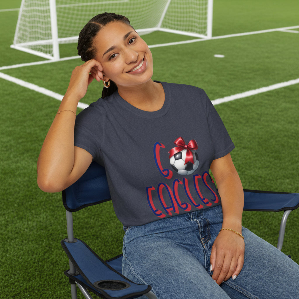 Eagles Soccer Ball Graphic T-Shirt | Red Blue Script