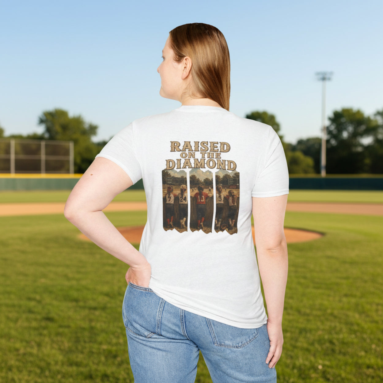 Raised on the Diamond T-Shirt | Baseball Vintage Photo Tee Retro Baseball tee