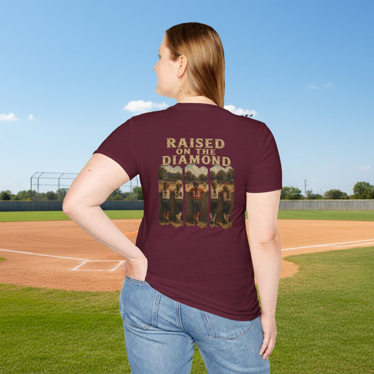Raised on the Diamond T-Shirt | Baseball Vintage Photo Tee Retro Baseball tee