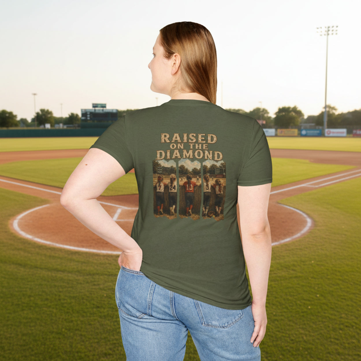 Raised on the Diamond T-Shirt | Baseball Vintage Photo Tee Retro Baseball tee